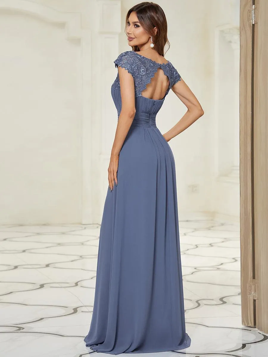 Taille personnalisée Robe demoiselle d'honneur mousseline Manches courtes flatteuses