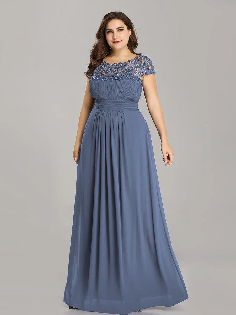 Taille personnalisée Robe demoiselle d'honneur mousseline Manches courtes flatteuses
