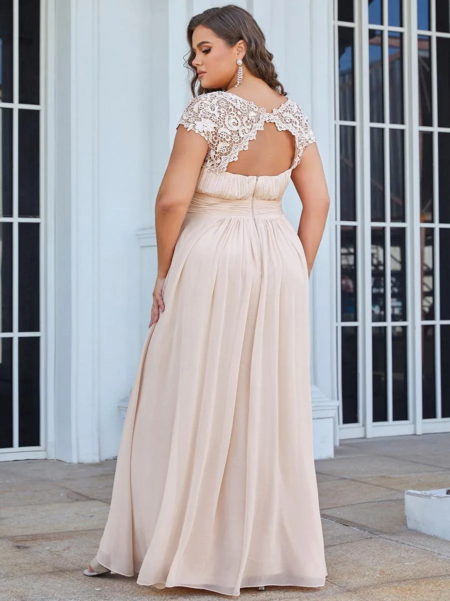 Taille personnalisée Robe demoiselle d'honneur mousseline Manches courtes flatteuses
