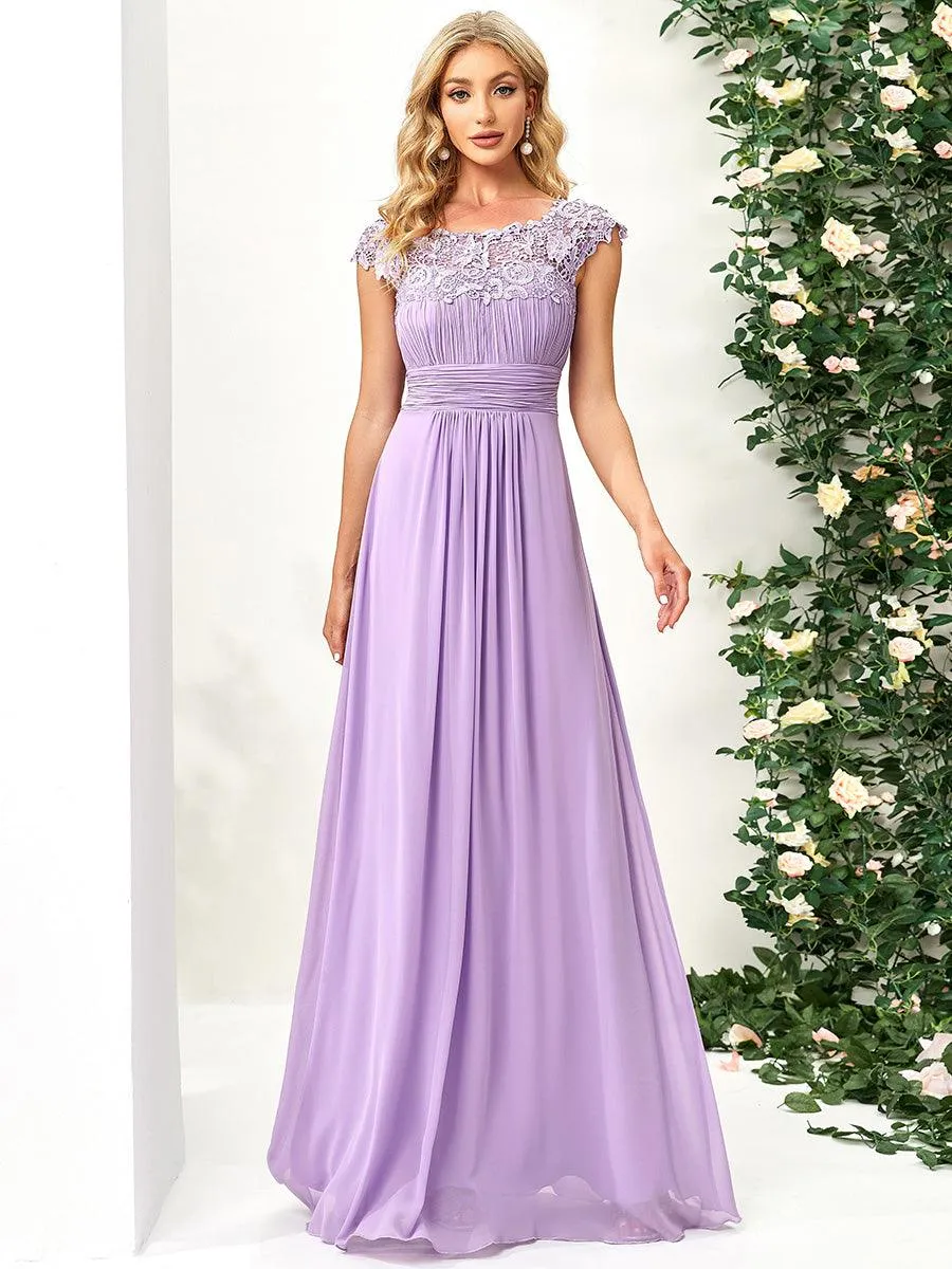 Taille personnalisée Robe demoiselle d'honneur mousseline Manches courtes flatteuses