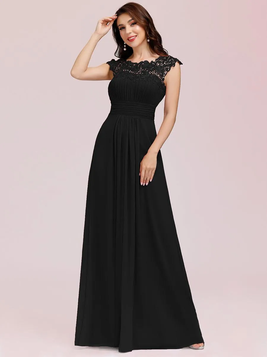Taille personnalisée Robe demoiselle d'honneur mousseline Manches courtes flatteuses