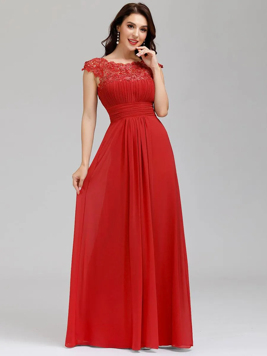 Taille personnalisée Robe demoiselle d'honneur mousseline Manches courtes flatteuses