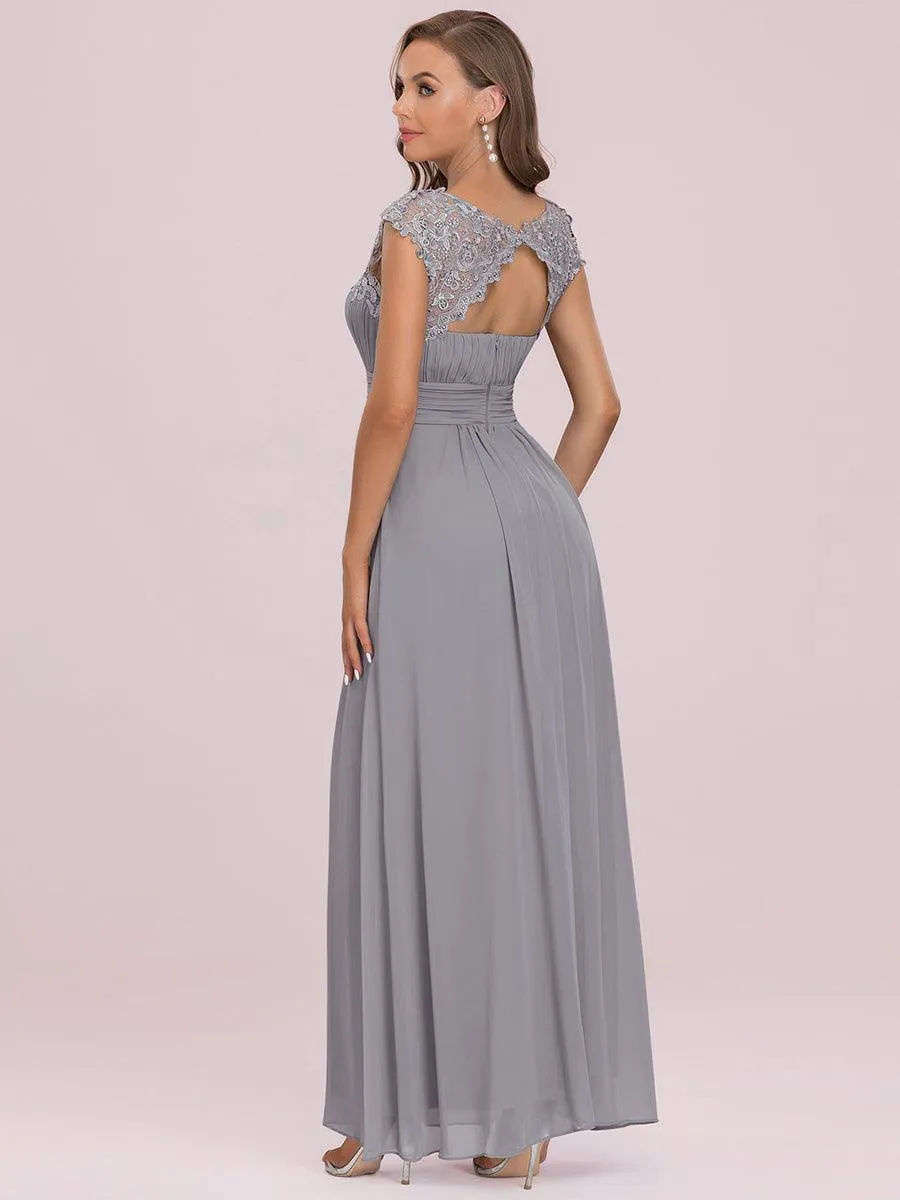 Taille personnalisée Robe demoiselle d'honneur mousseline Manches courtes flatteuses