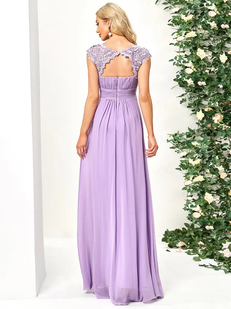 Taille personnalisée Robe demoiselle d'honneur mousseline Manches courtes flatteuses