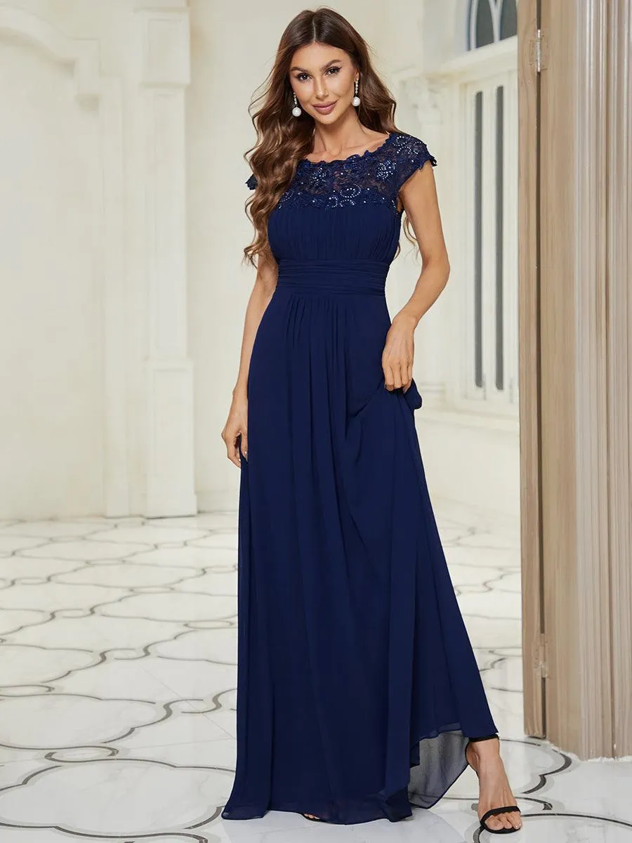Taille personnalisée Robe demoiselle d'honneur mousseline Manches courtes flatteuses