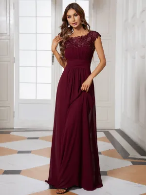Taille personnalisée Robe demoiselle d'honneur mousseline Manches courtes flatteuses