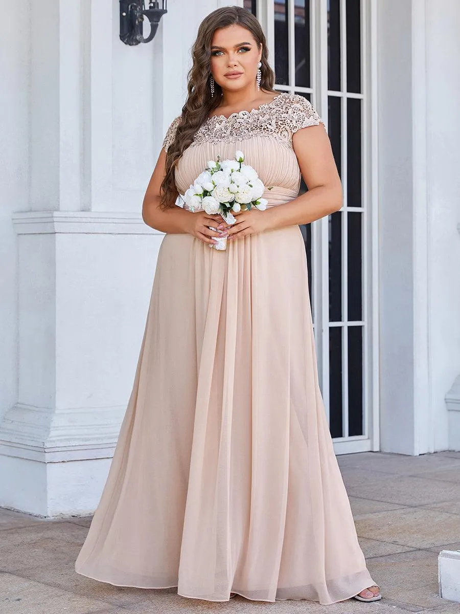 Taille personnalisée Robe demoiselle d'honneur mousseline Manches courtes flatteuses