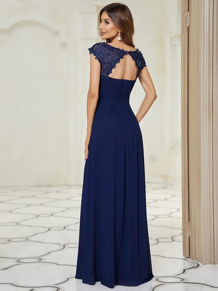 Taille personnalisée Robe demoiselle d'honneur mousseline Manches courtes flatteuses