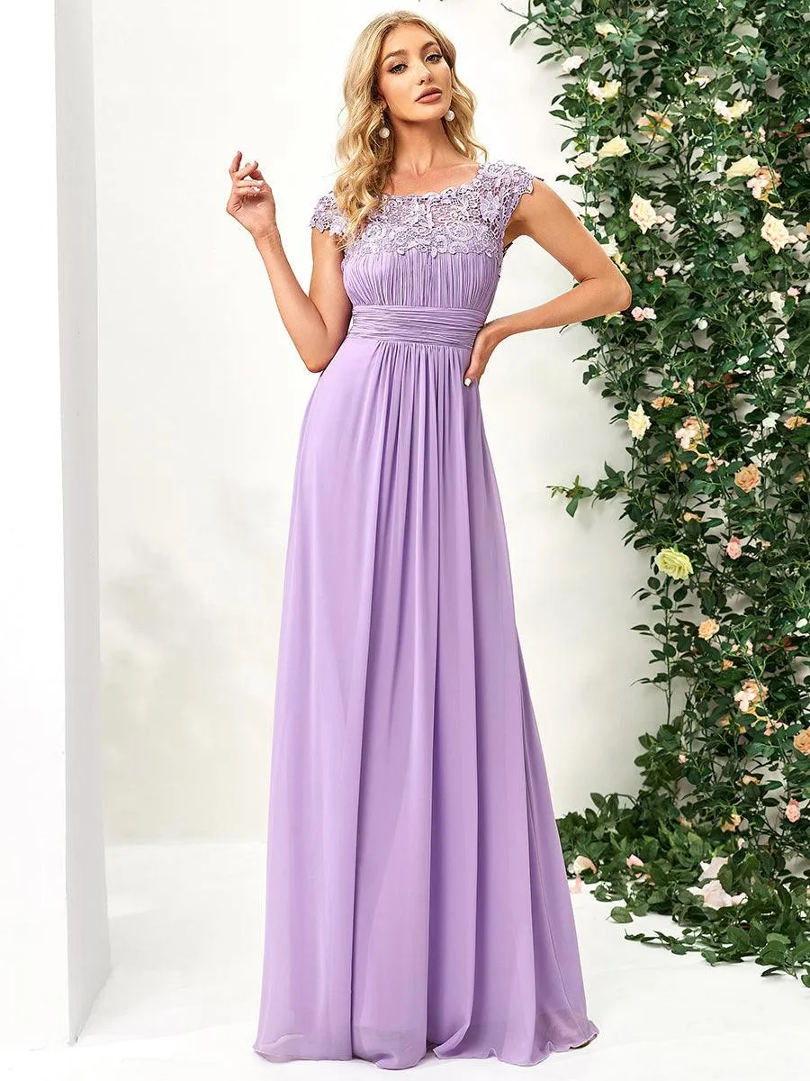Taille personnalisée Robe demoiselle d'honneur mousseline Manches courtes flatteuses