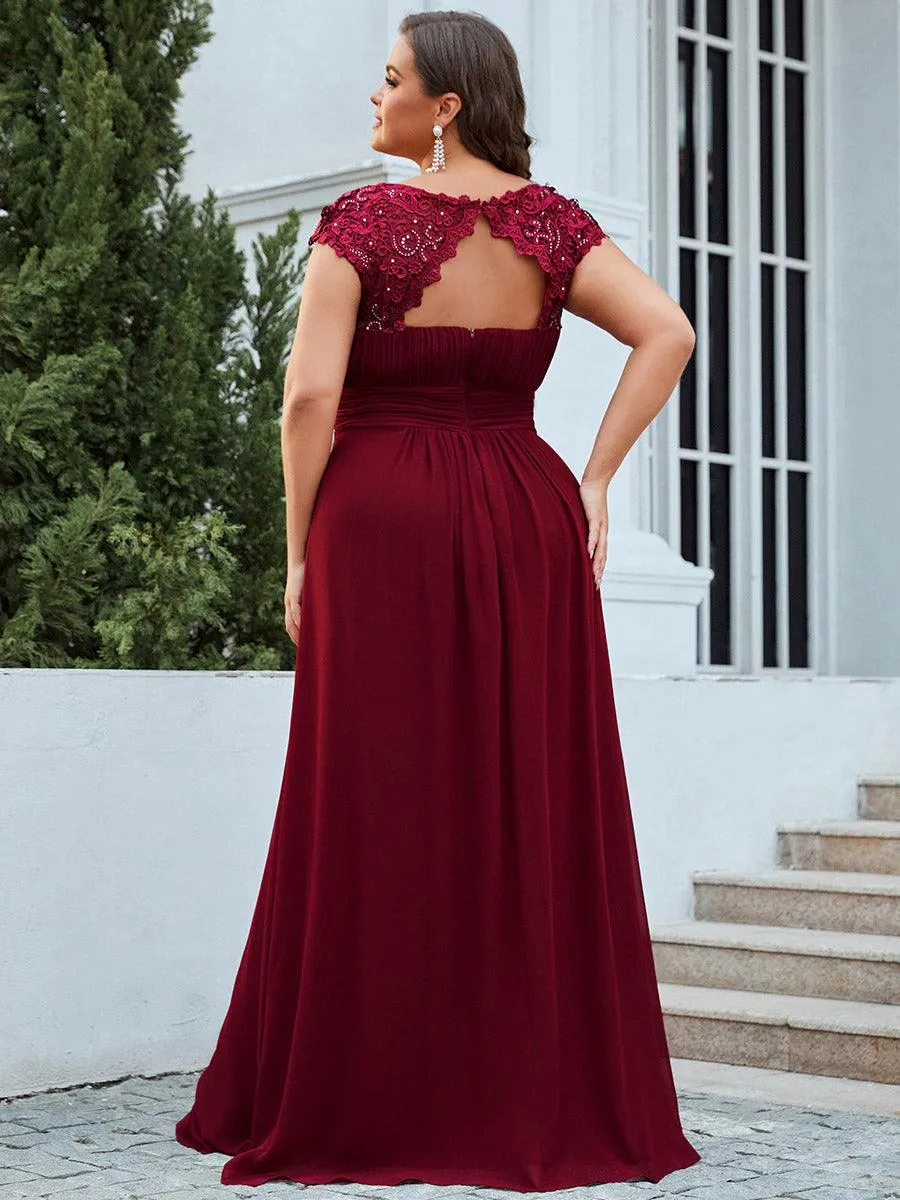 Taille personnalisée Robe demoiselle d'honneur mousseline Manches courtes flatteuses