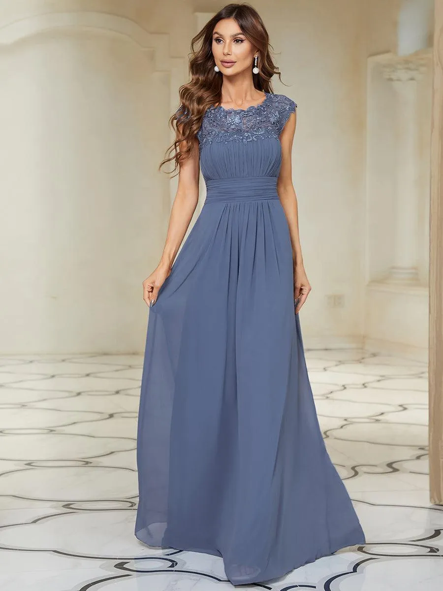 Taille personnalisée Robe demoiselle d'honneur mousseline Manches courtes flatteuses