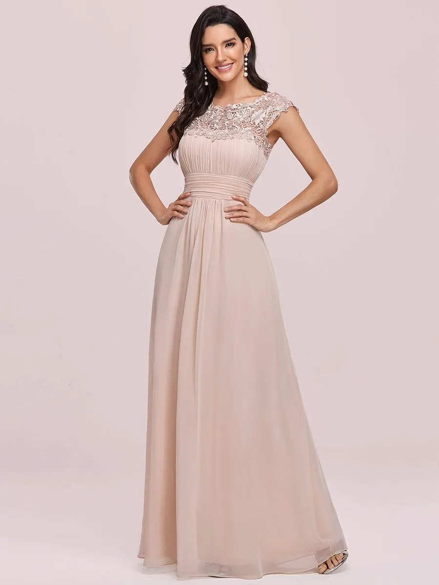 Taille personnalisée Robe demoiselle d'honneur mousseline Manches courtes flatteuses