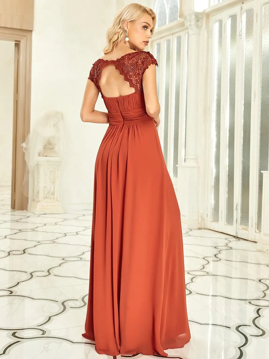 Taille personnalisée Robe demoiselle d'honneur mousseline Manches courtes flatteuses