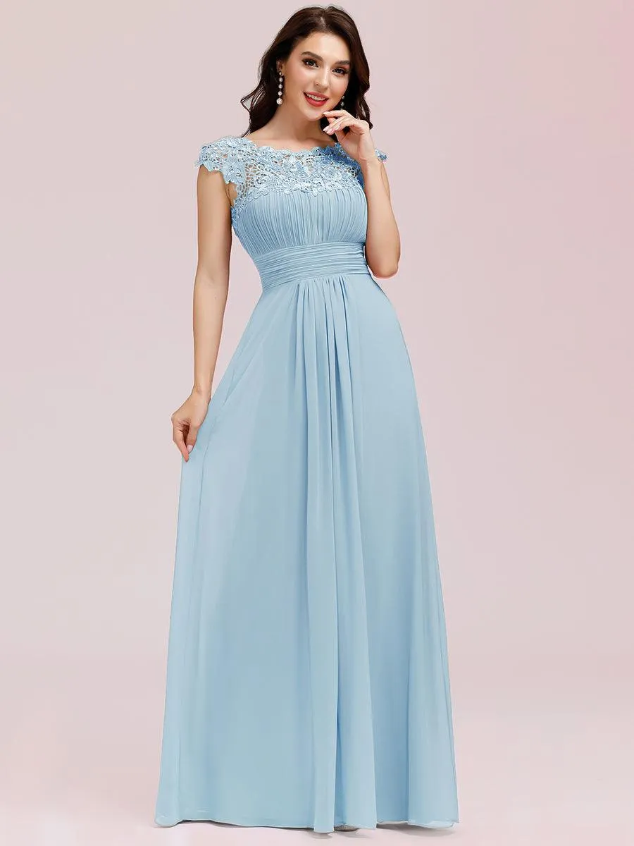 Taille personnalisée Robe demoiselle d'honneur mousseline Manches courtes flatteuses