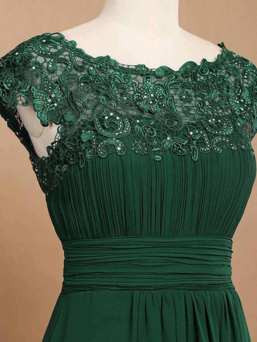 Taille personnalisée Robe demoiselle d'honneur mousseline Manches courtes flatteuses