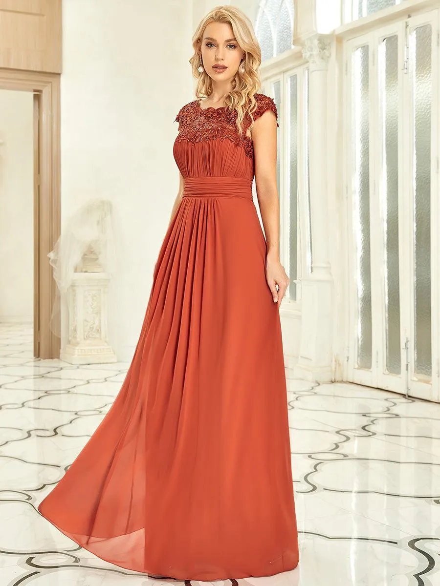 Taille personnalisée Robe demoiselle d'honneur mousseline Manches courtes flatteuses
