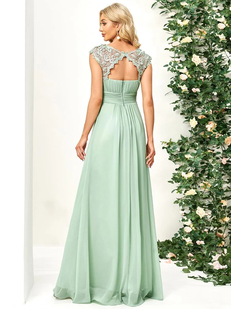 Taille personnalisée Robe demoiselle d'honneur mousseline Manches courtes flatteuses
