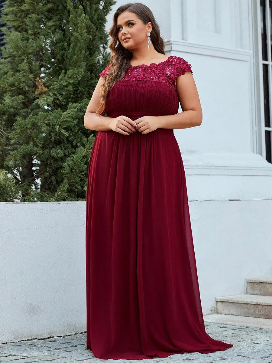 Taille personnalisée Robe demoiselle d'honneur mousseline Manches courtes flatteuses