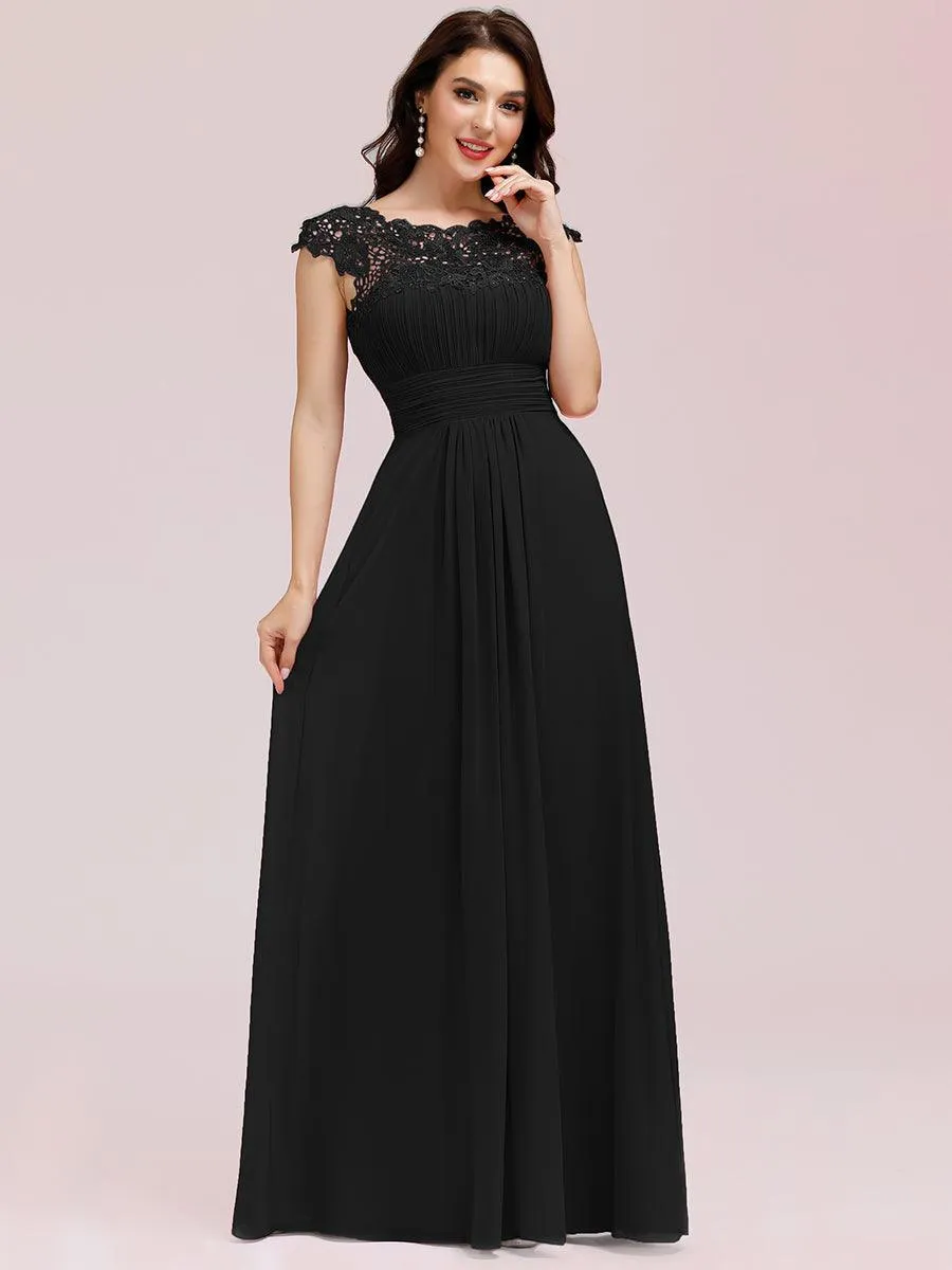 Taille personnalisée Robe demoiselle d'honneur mousseline Manches courtes flatteuses