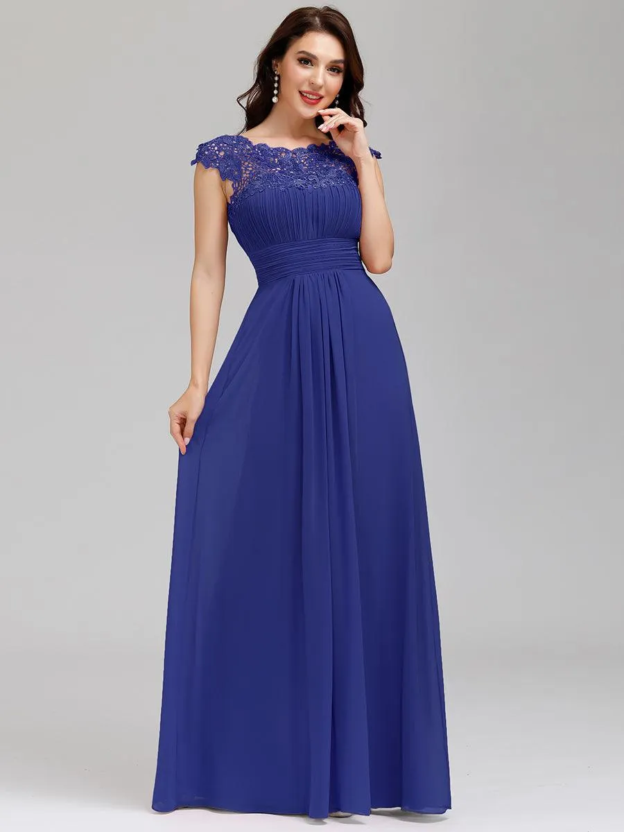 Taille personnalisée Robe demoiselle d'honneur mousseline Manches courtes flatteuses