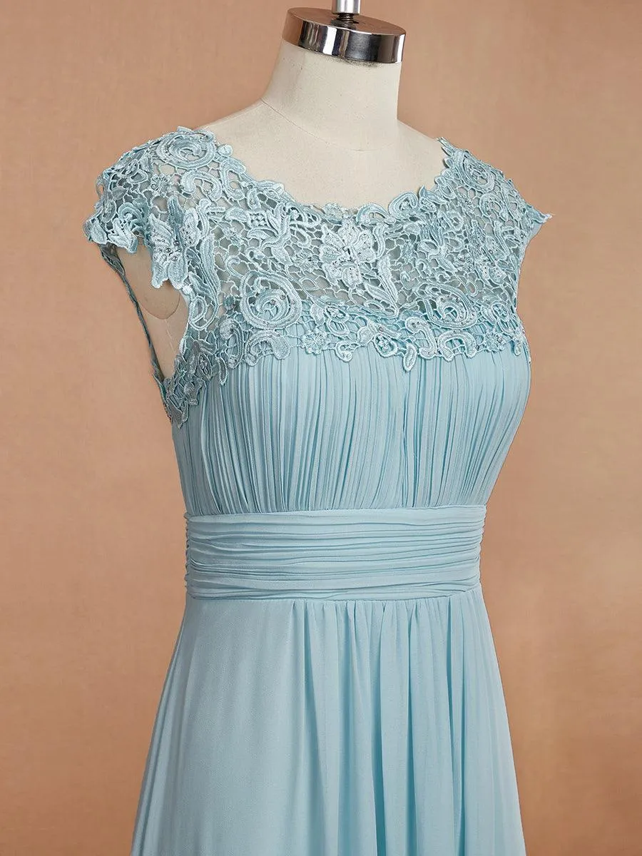 Taille personnalisée Robe demoiselle d'honneur mousseline Manches courtes flatteuses