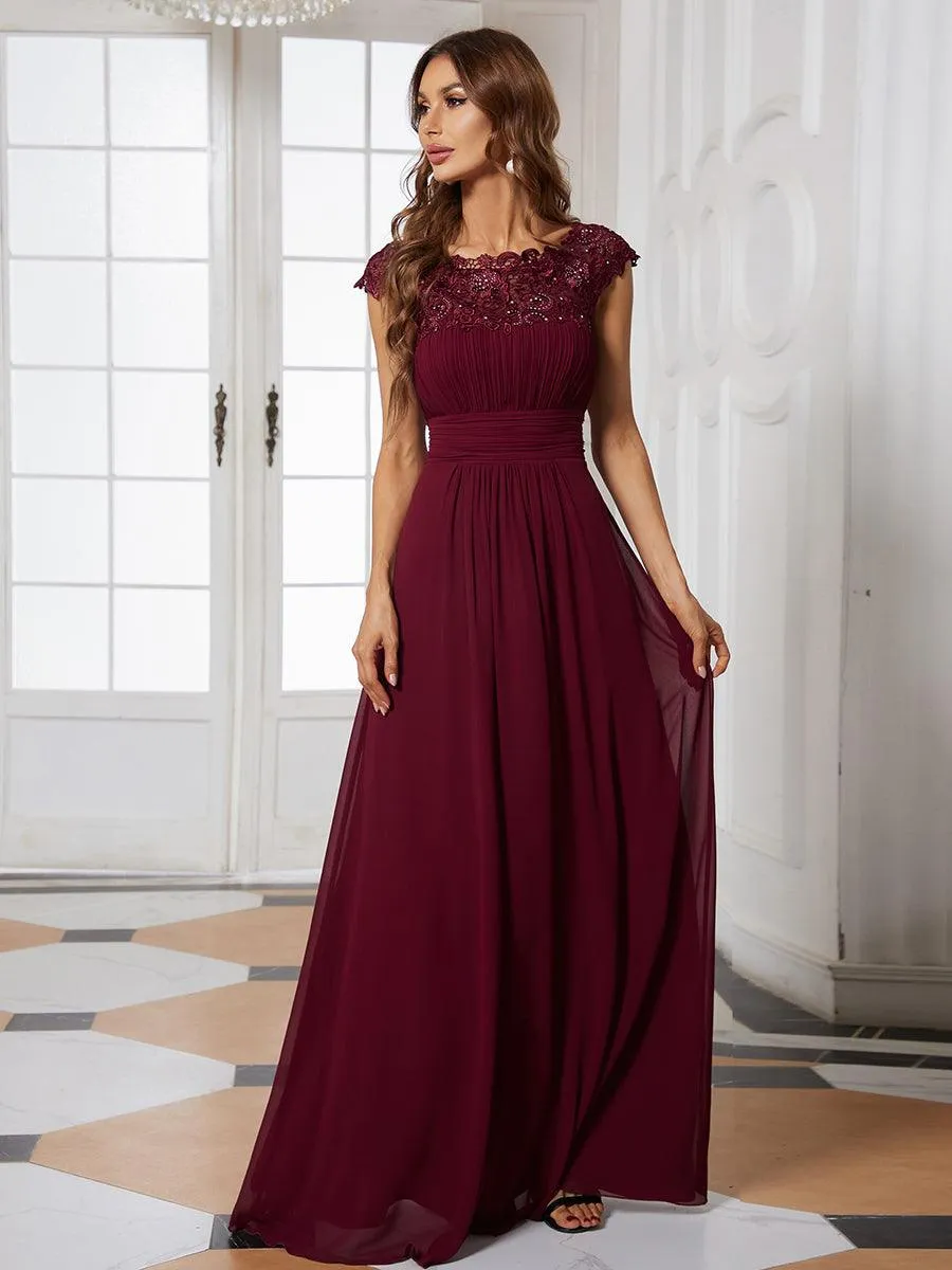 Taille personnalisée Robe demoiselle d'honneur mousseline Manches courtes flatteuses