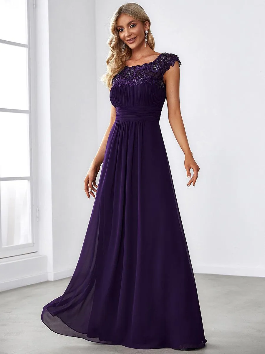 Taille personnalisée Robe demoiselle d'honneur mousseline Manches courtes flatteuses