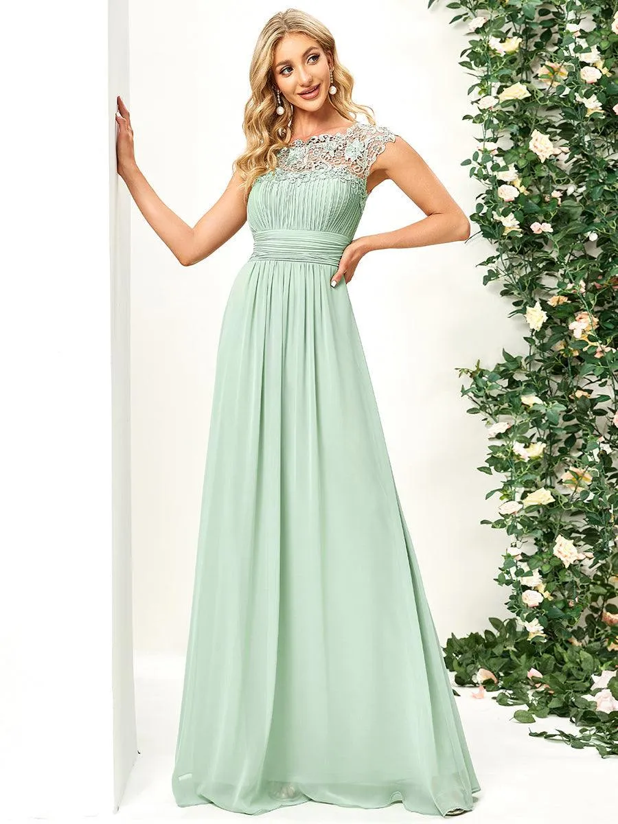 Taille personnalisée Robe demoiselle d'honneur mousseline Manches courtes flatteuses