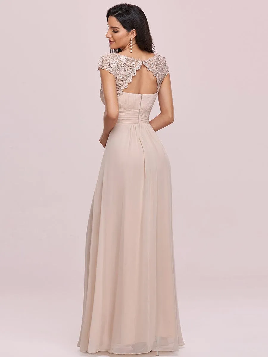 Taille personnalisée Robe demoiselle d'honneur mousseline Manches courtes flatteuses