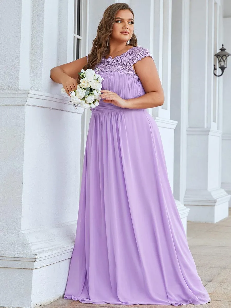 Taille personnalisée Robe demoiselle d'honneur mousseline Manches courtes flatteuses