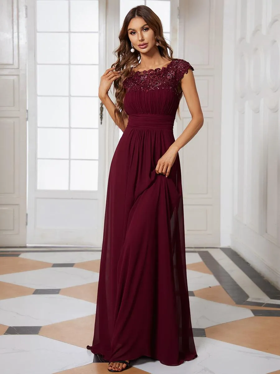Taille personnalisée Robe demoiselle d'honneur mousseline Manches courtes flatteuses