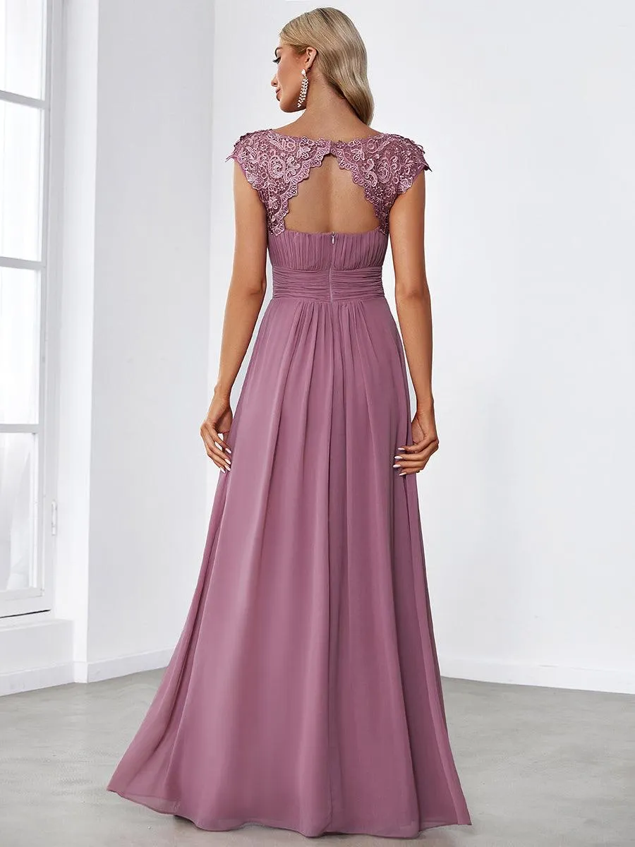 Taille personnalisée Robe demoiselle d'honneur mousseline Manches courtes flatteuses