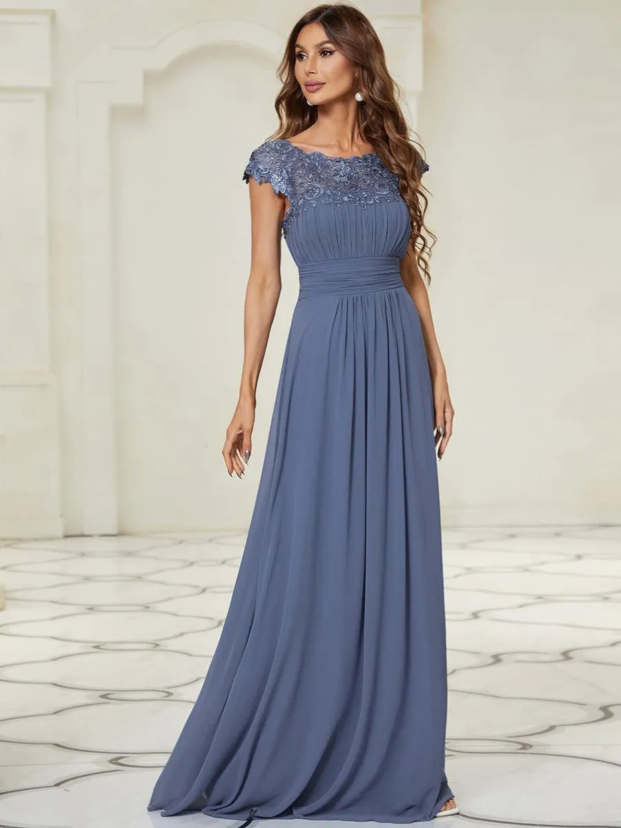 Taille personnalisée Robe demoiselle d'honneur mousseline Manches courtes flatteuses