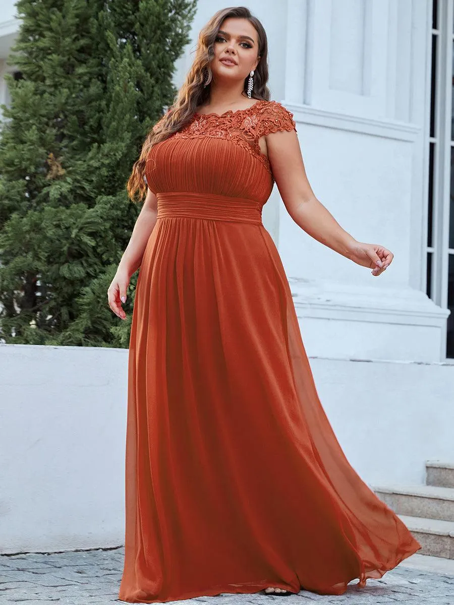 Taille personnalisée Robe demoiselle d'honneur mousseline Manches courtes flatteuses