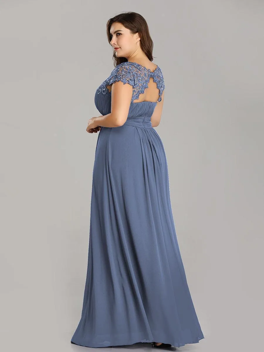 Taille personnalisée Robe demoiselle d'honneur mousseline Manches courtes flatteuses