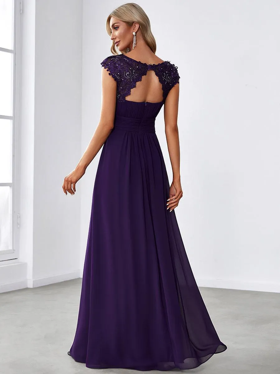 Taille personnalisée Robe demoiselle d'honneur mousseline Manches courtes flatteuses