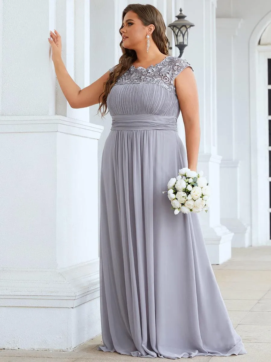 Taille personnalisée Robe demoiselle d'honneur mousseline Manches courtes flatteuses