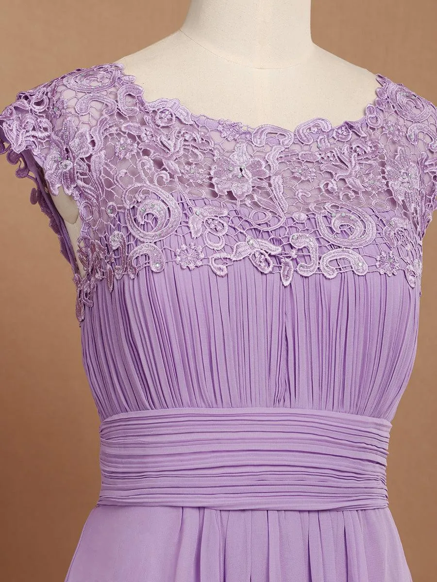 Taille personnalisée Robe demoiselle d'honneur mousseline Manches courtes flatteuses