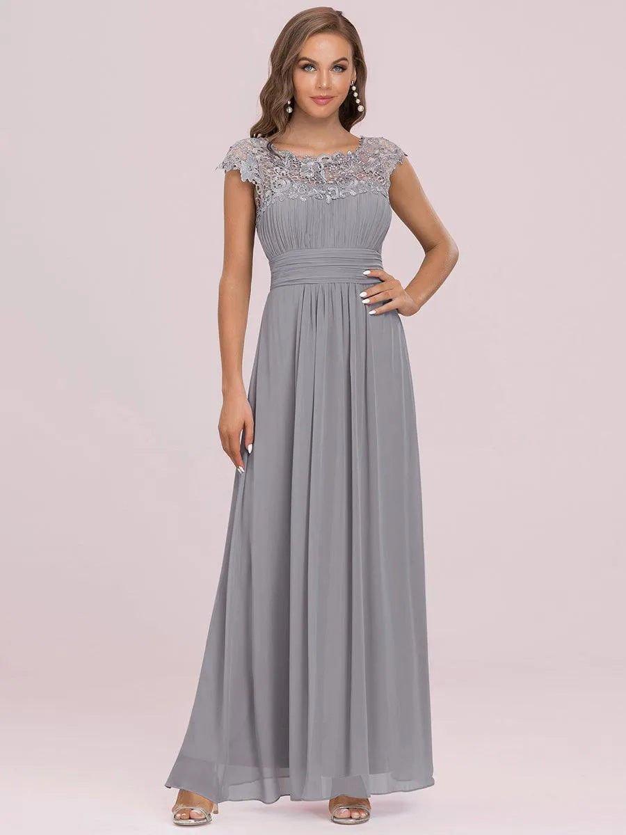 Taille personnalisée Robe demoiselle d'honneur mousseline Manches courtes flatteuses
