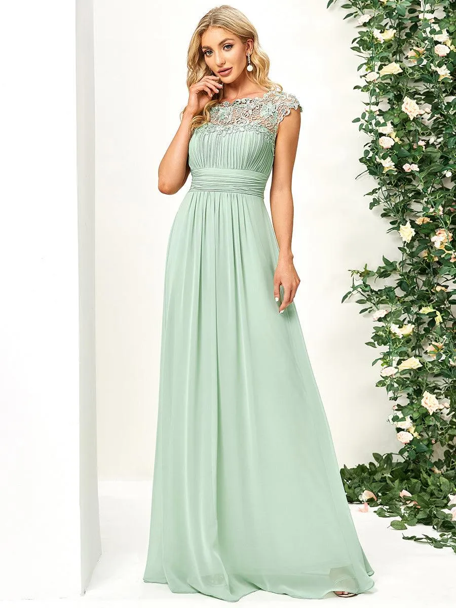 Taille personnalisée Robe demoiselle d'honneur mousseline Manches courtes flatteuses