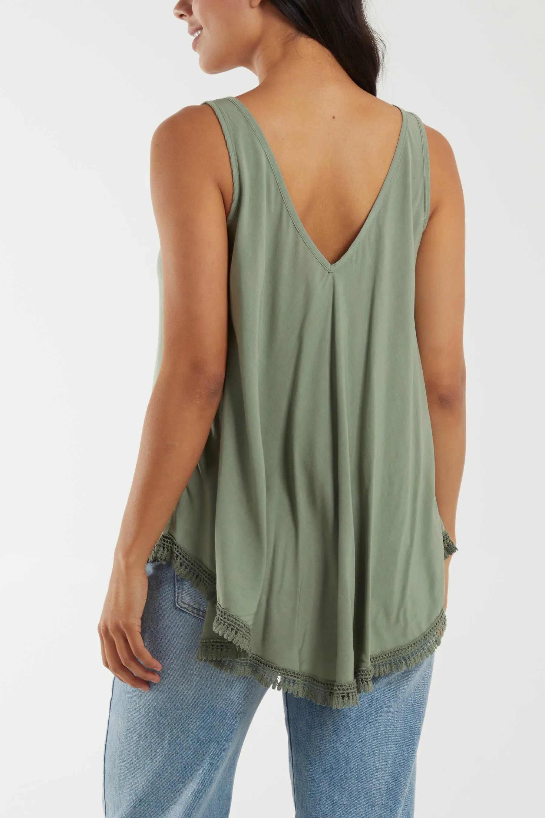 Tassel Hem V-Neck Vest