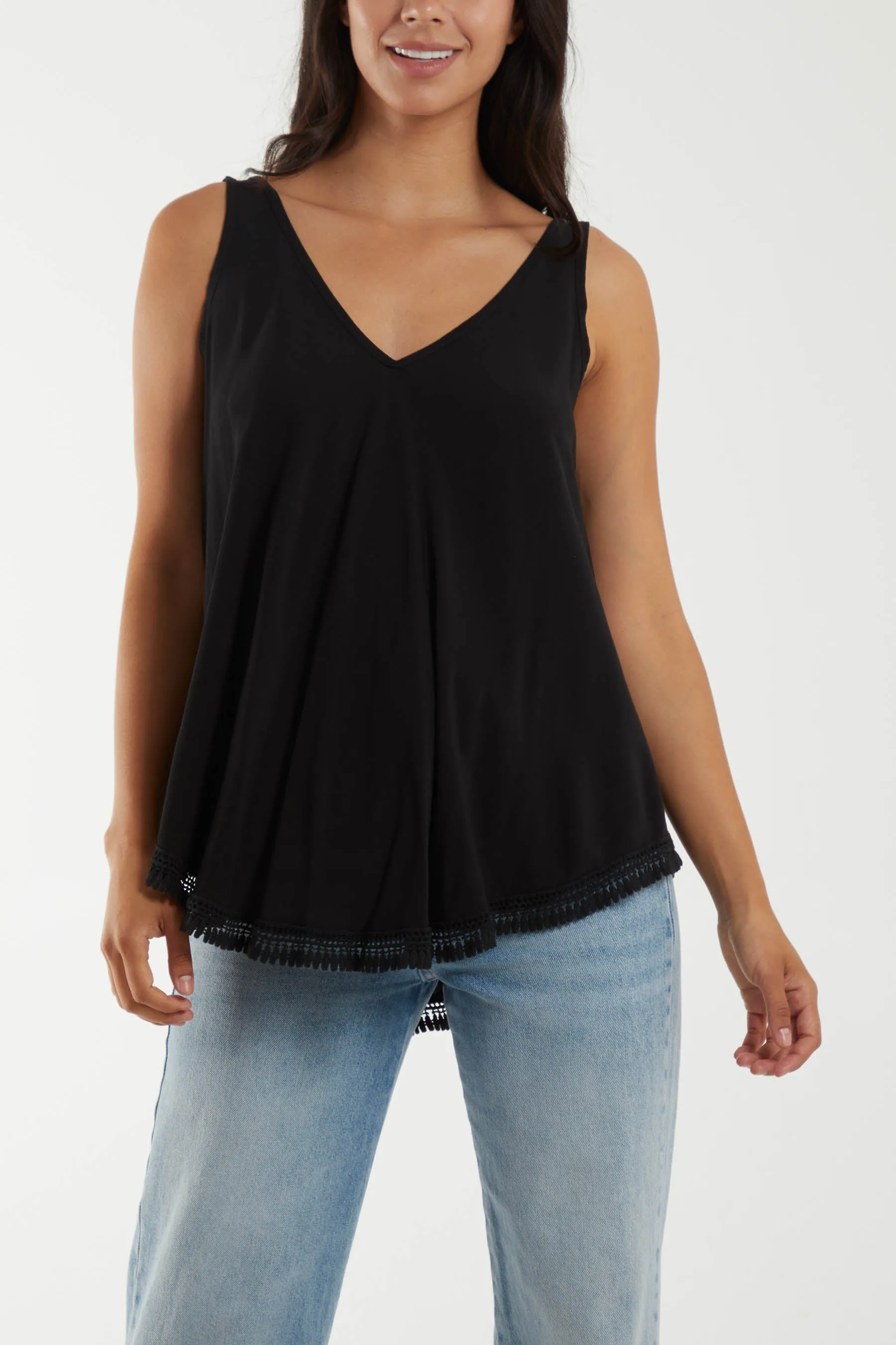 Tassel Hem V-Neck Vest