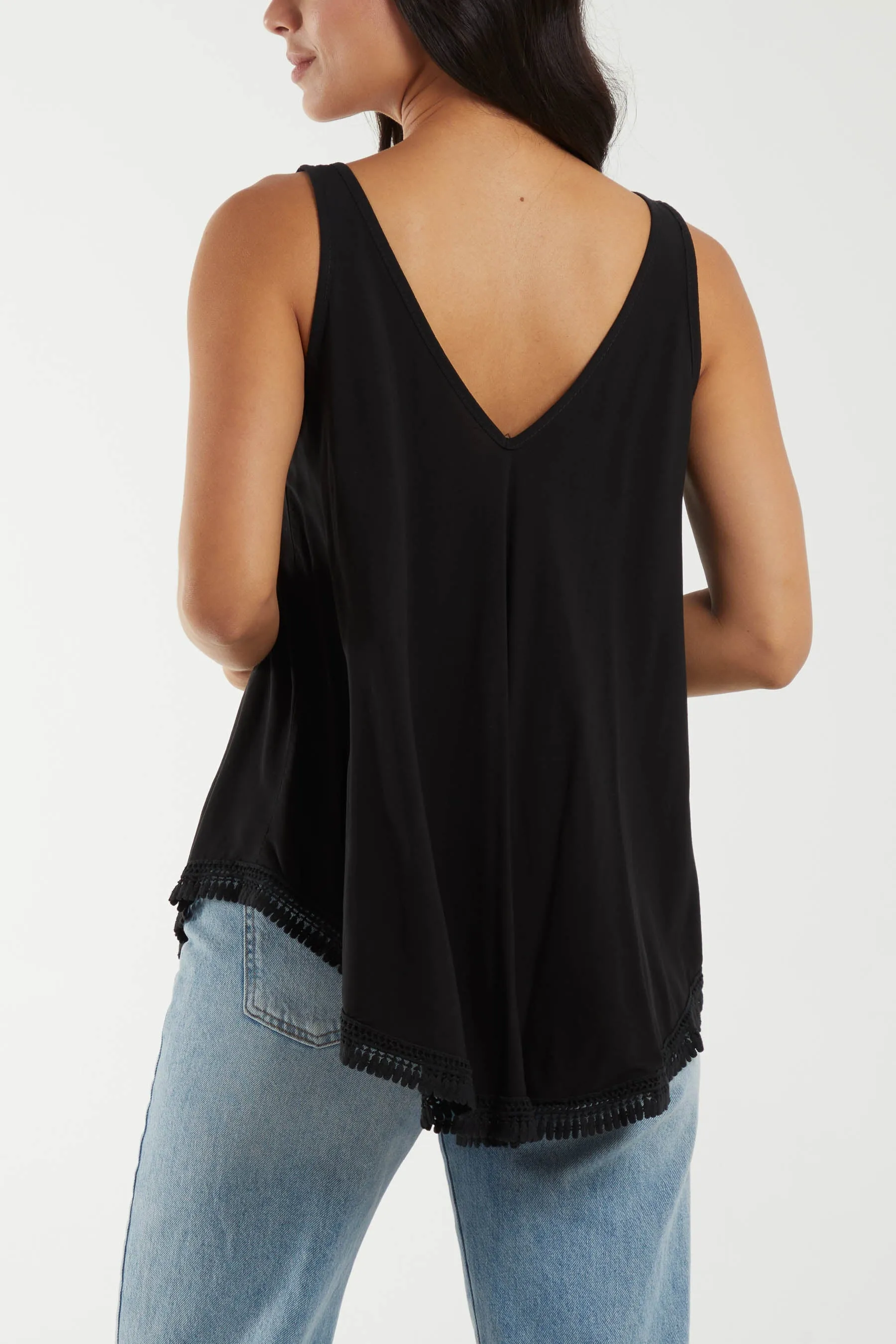 Tassel Hem V-Neck Vest