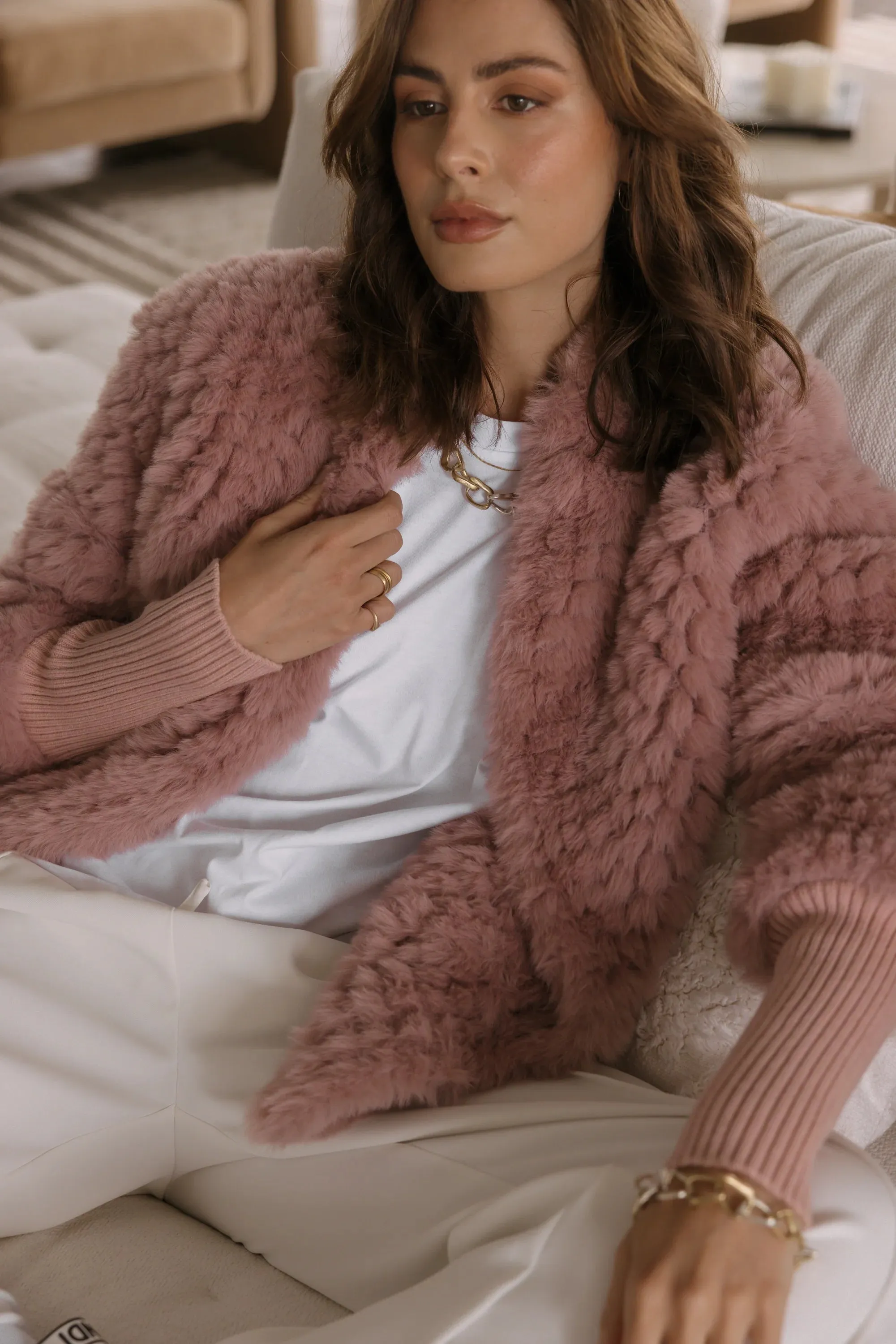 Tetto Faux Fur Jacket Smokey Plum