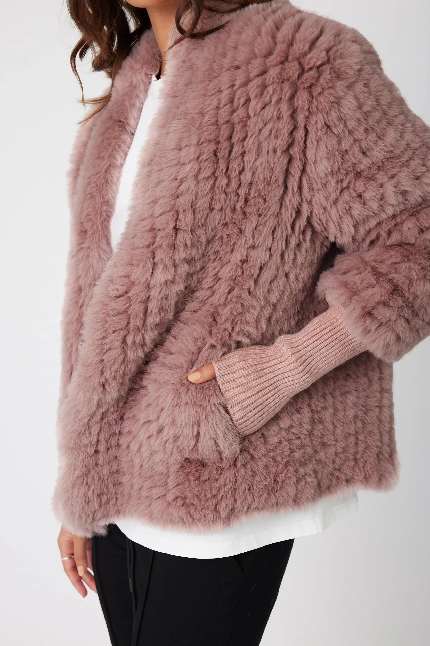 Tetto Faux Fur Jacket Smokey Plum