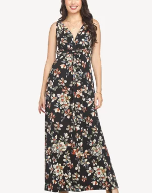 Texture Floral Grecian Maxi Dress