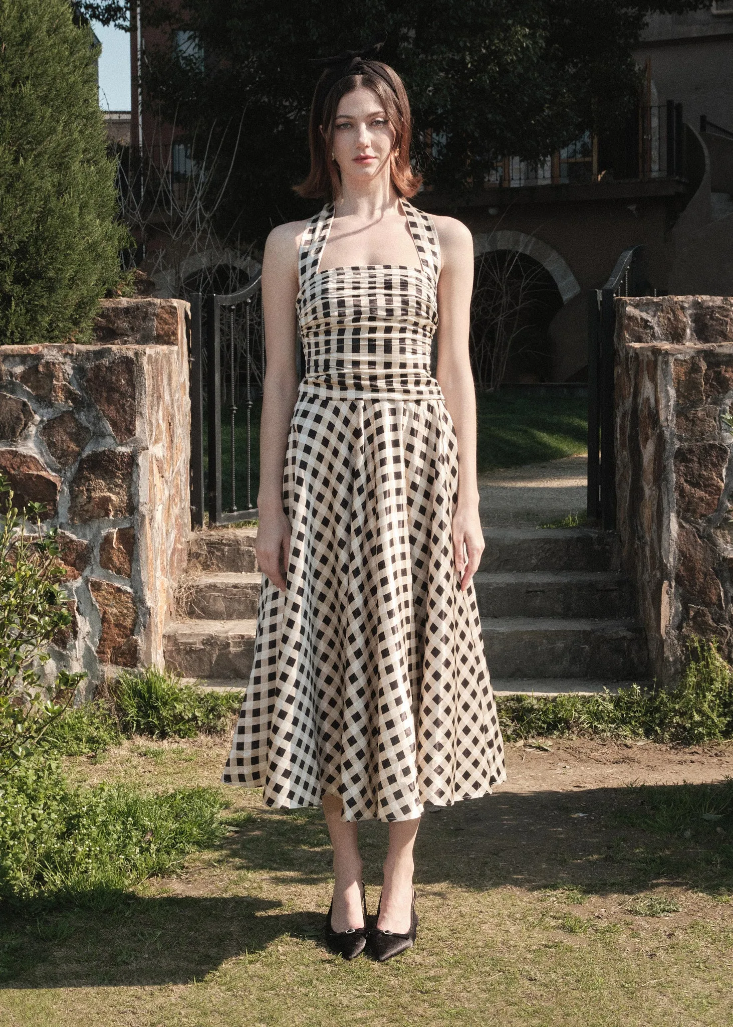 The Ballroom Skirt in Black & Cream Gingham