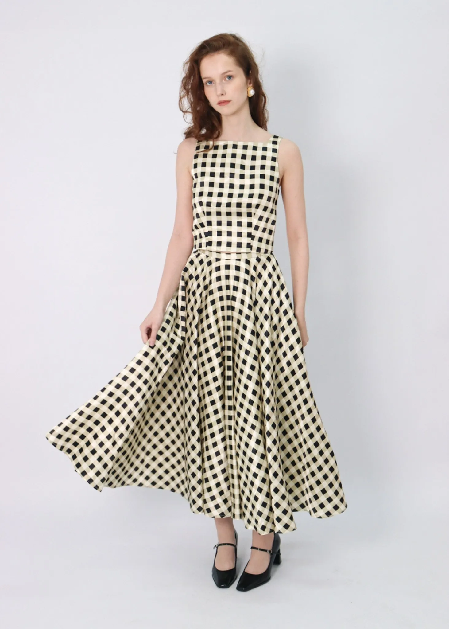 The Ballroom Skirt in Black & Cream Gingham