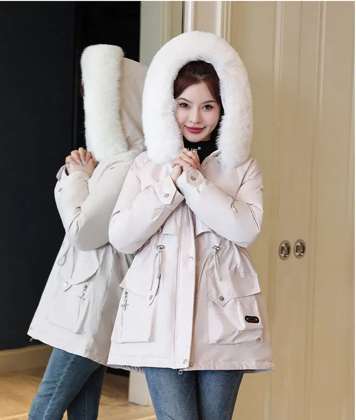 Thickened Zip-up Parka with Fleece-lined Comfort