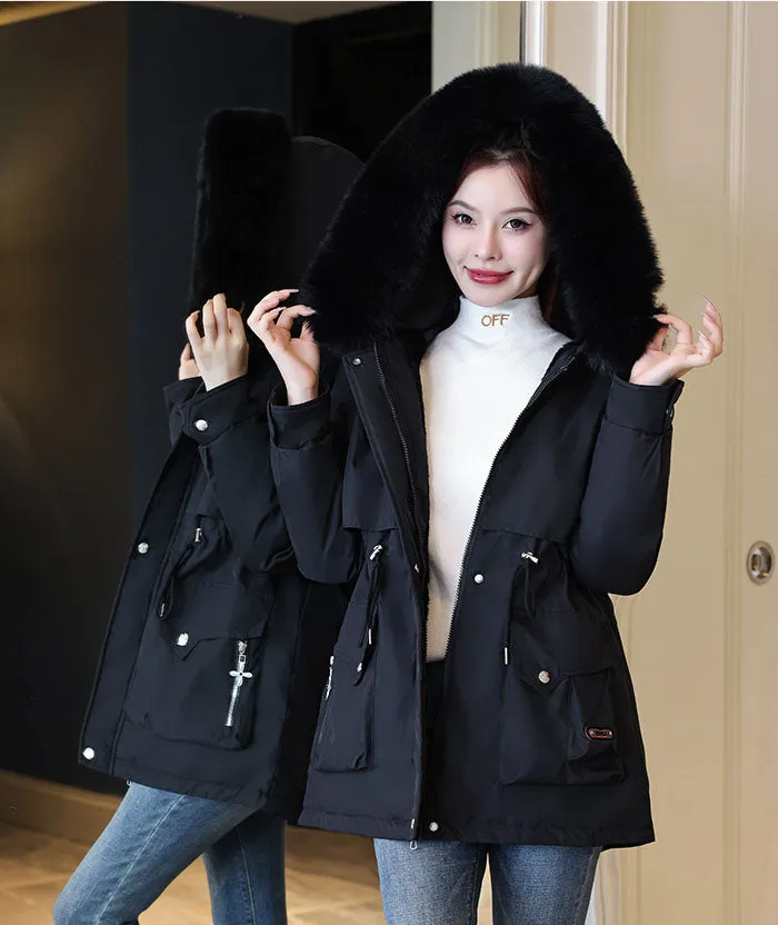 Thickened Zip-up Parka with Fleece-lined Comfort